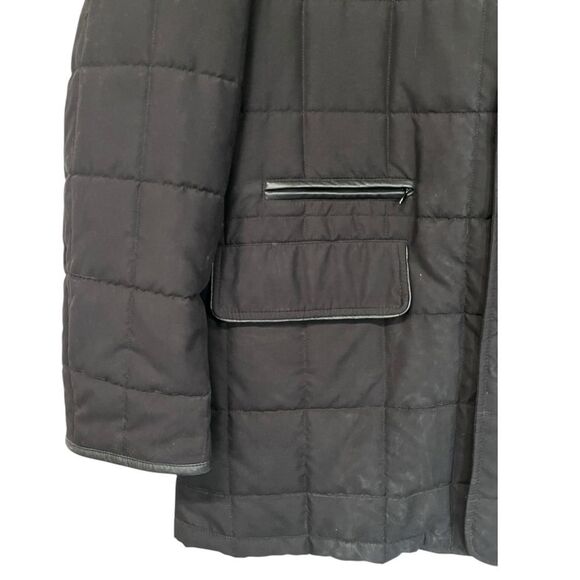 Vintage Peter Elliot | Mens Black Quilted Puffer Flannel Long Winter Coat - Picture 4 of 11